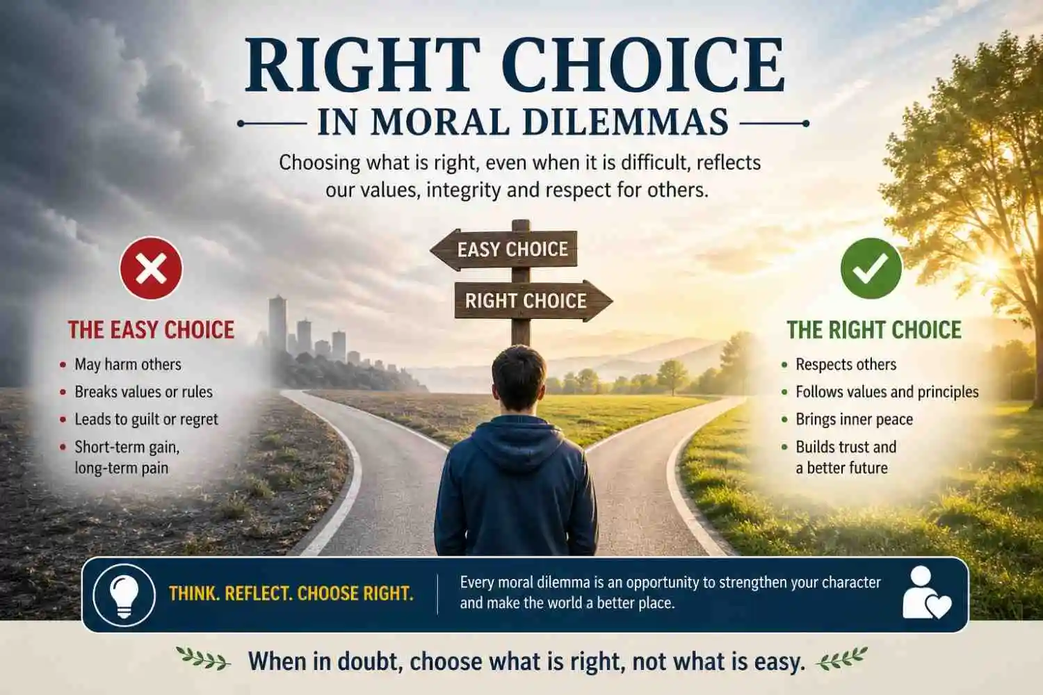 Right Choice in Moral Dilemmas